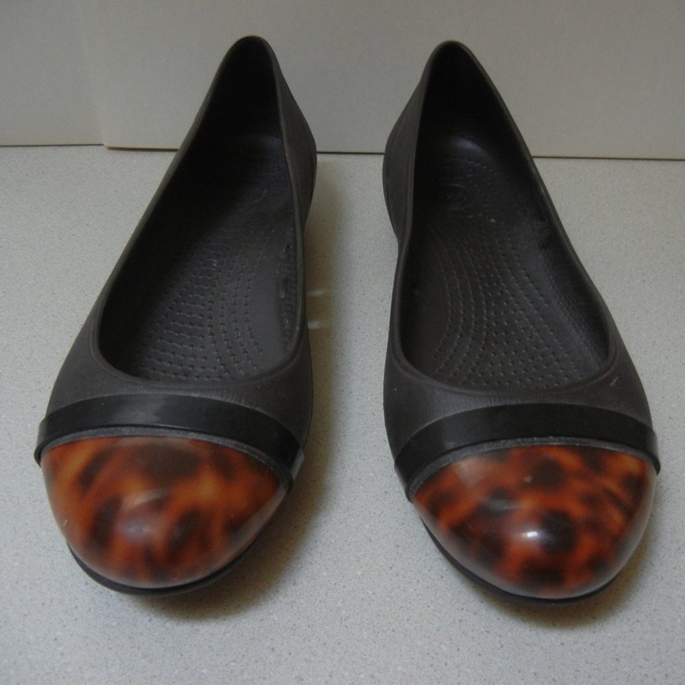 Crocs Sz 8 Casual Loafer Slip On Ballet Flat Rubber Comfort Cap Toe Womens    *